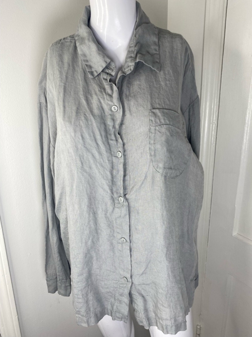 Parachute Nordstrom Linen Light Gray Relaxed Button-Down Shirt